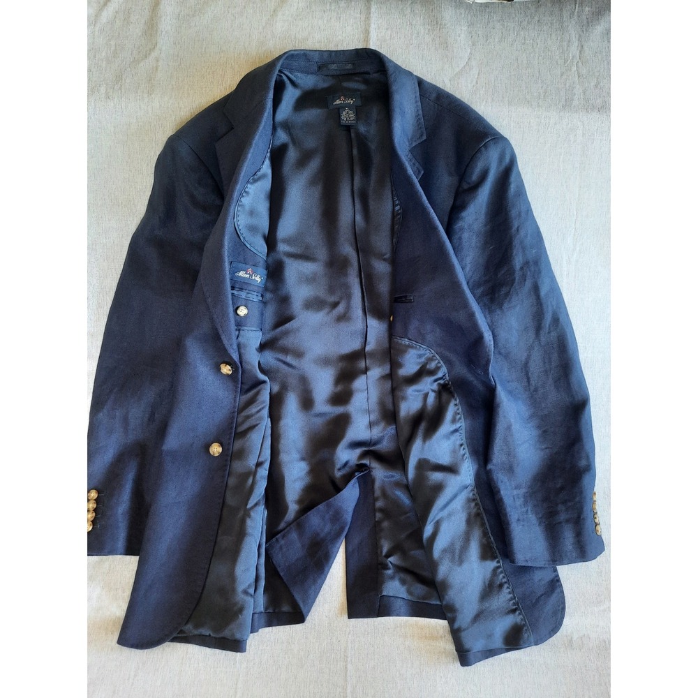 Allen Solly Men XL Navy Blue Linen Blend Blazer Sport Coat One Breasted Button